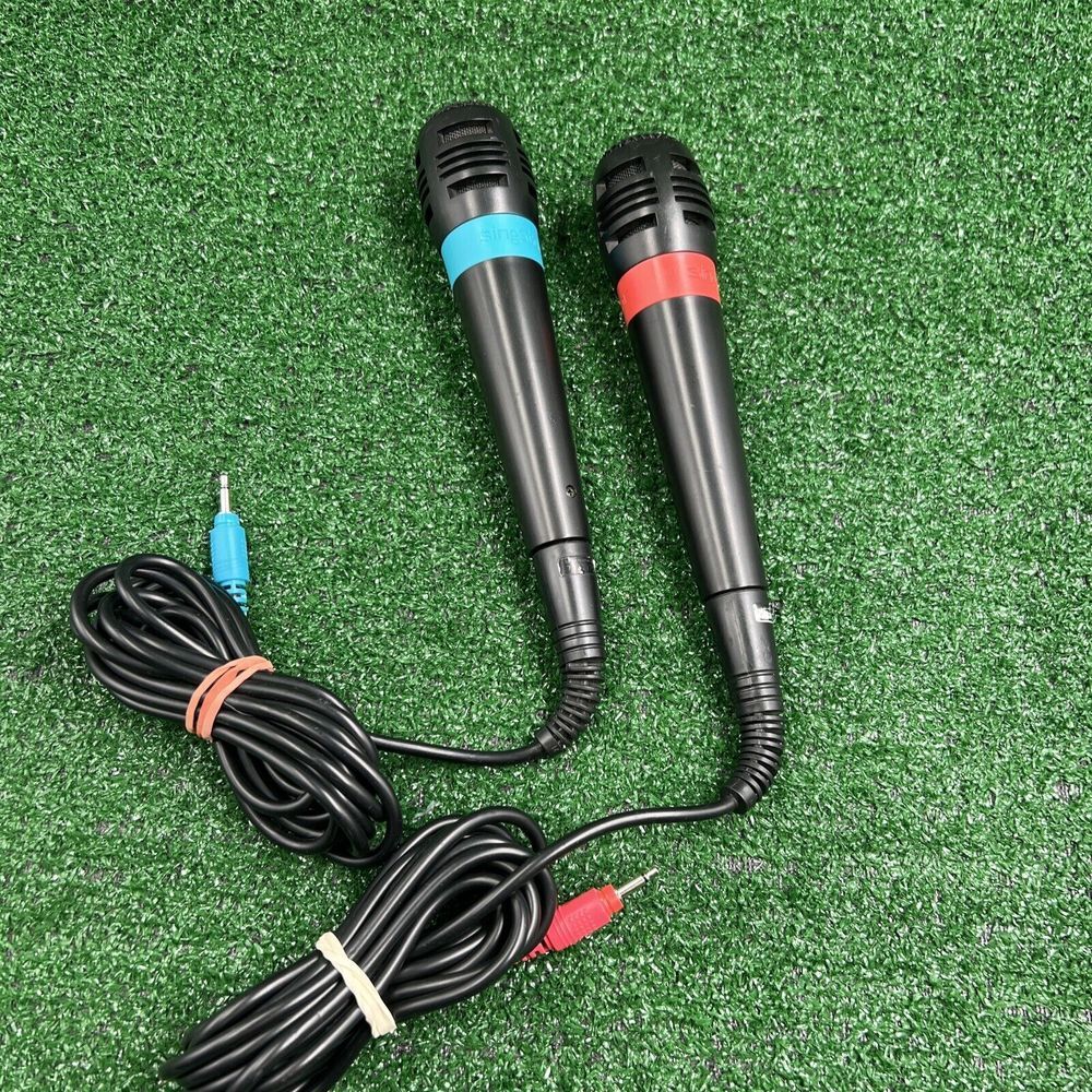 Singstar Mic Microphones Red Blue Set SCEH-0001 Sony PlayStation‎ 2 PS2